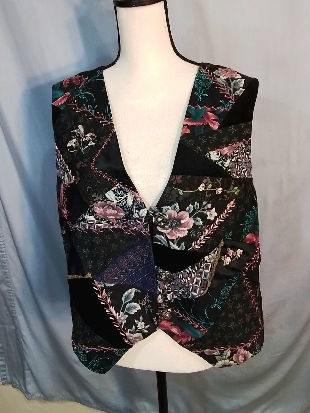 Multi color quilted vest ( dark colors)